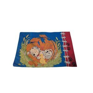 Vintage 90s Disney 101 Dalmatians Pillowcase Blue Double Sided Standard